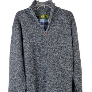 Stillwater Supply Co Mens XXL Quarter Zip Sweater Blue Marled Fleece Lined Cabin